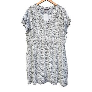 H&M NWT Floral Print V Neck‎ Ruffle Sleeve Cinched Waist Dress Women's Plus XXL